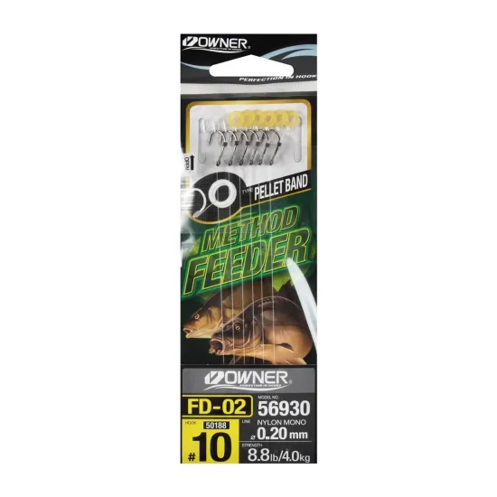 Haczyki z przyponem Pellet Band Owner FD02 rozmiar 10