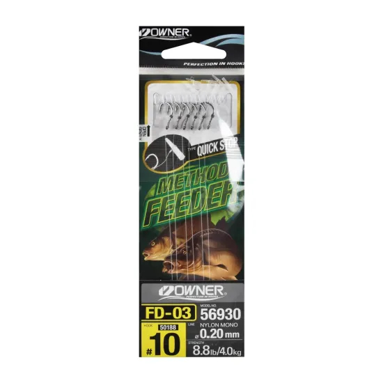 Haczyki z przyponem Quick Stop Owner FD03 rozmiar 10
