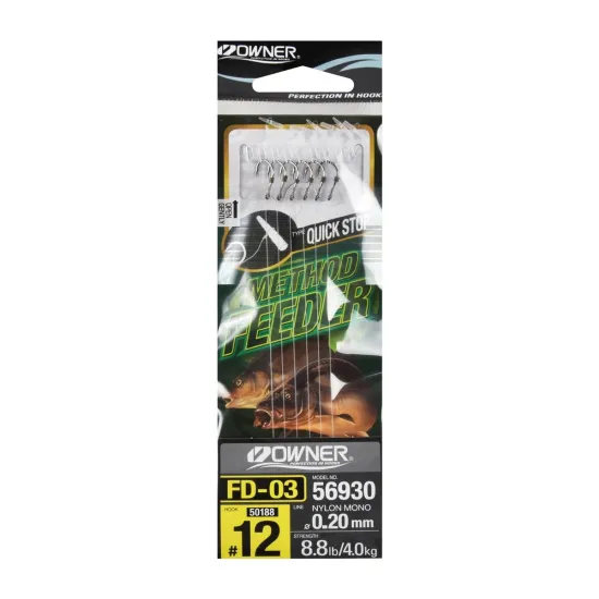 Haczyki z przyponem Quick Stop Owner FD03 rozmiar 12
