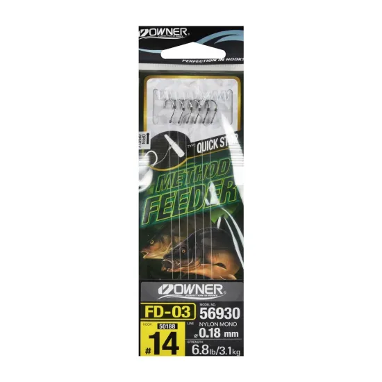 Haczyki z przyponem Quick Stop Owner FD03 rozmiar 14