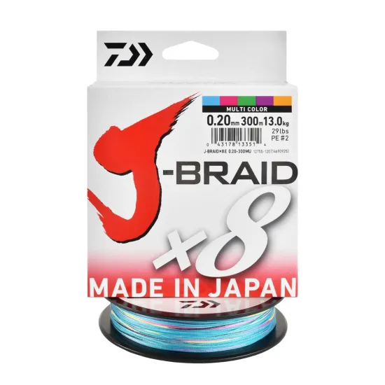Plecionka morska Daiwa J-Braid X8 multi-color 0.20mm 300m