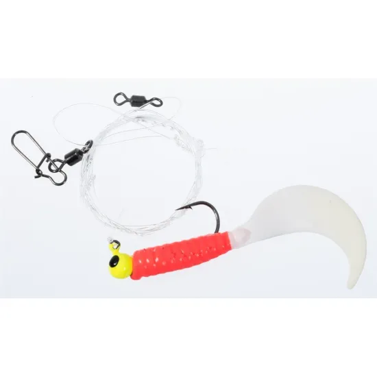 Zestaw Jaxon twister+główka czerwony / fluo 70mm