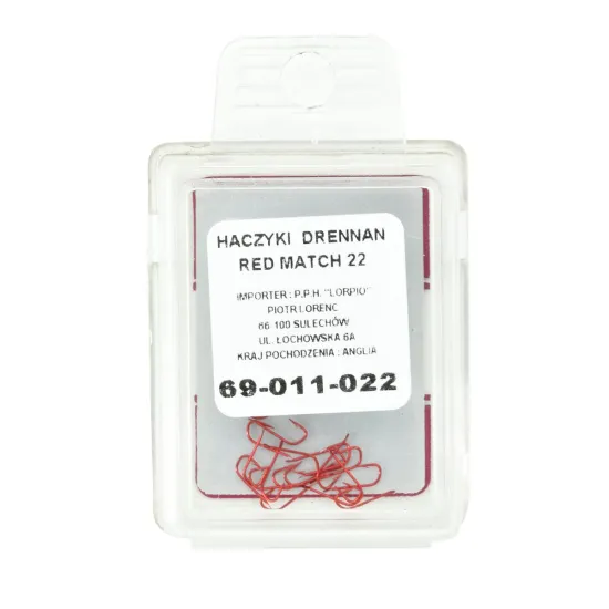 Haczyki spławikowe Drennan Red Match rozmiar 22 20 sztuk-112963