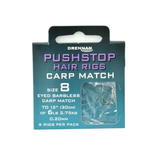 Haczyki bezzadziorowe z przyponem Drennan Carp Method 0.20mm rozmiar 8 8 sztuk
