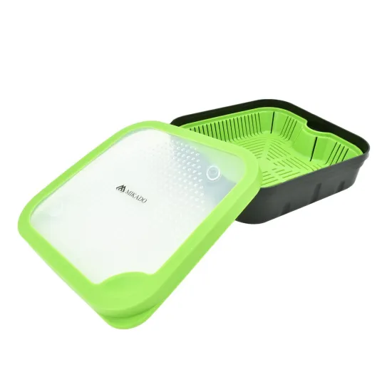 Pudełko Mikado zamykane z sitkiem do namaczania pelletu G019 17x17x5cm pojemność 1 litr-113710