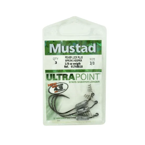 Haczyki spinningowe Mustad Power Lock plus z obciążeniem rozmiar 3/0 3 sztuki