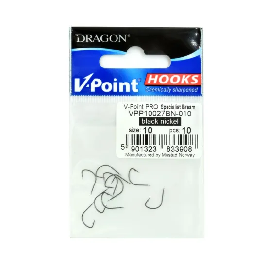 Haczyki feederowe, spławikowe Dragon V-Point Pro 10027BN rozmiar 10 10 sztuk