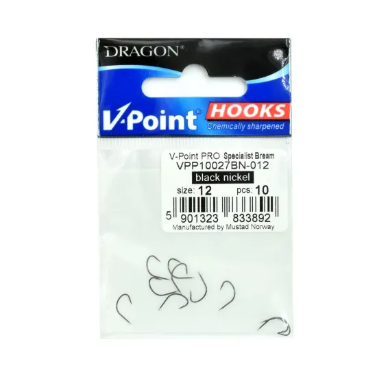 Haczyki feederowe, spławikowe Dragon V-Point Pro 10027BN rozmiar 12 10 sztuk