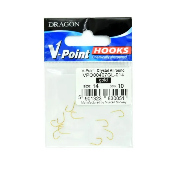Haczyki spławikowe Dragon V-Point 00407GL rozmiar 14 10 sztuk