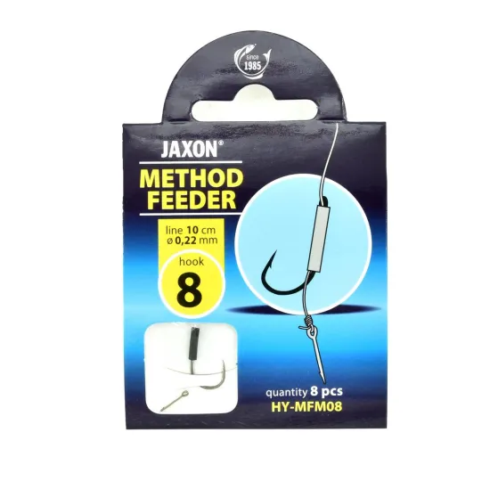 Haczyki z przyponem Jaxon Method Feeder z igłą 0.22mm 30cm rozmiar 8 8 sztuk