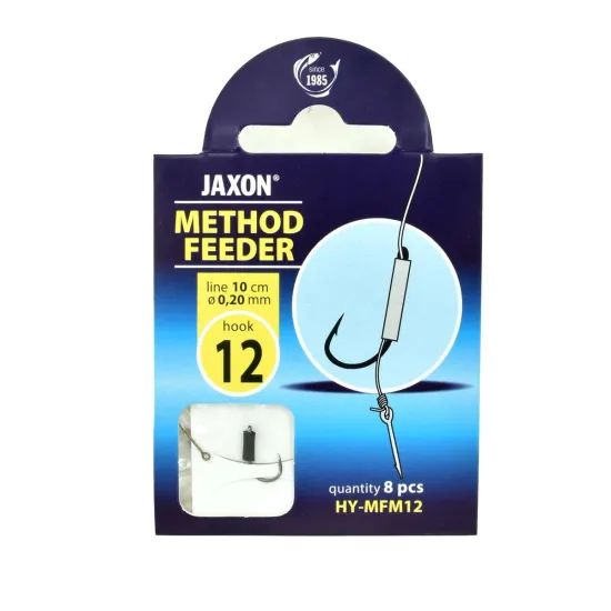 Haczyki z przyponem Jaxon Method Feeder z igłą 0.20mm 30cm rozmiar 12 8 sztuk