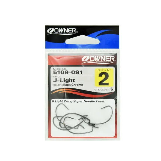 Haczyki spinningowe offestowe Owner 5109 rozmiar 2 czarny 6 sztuk