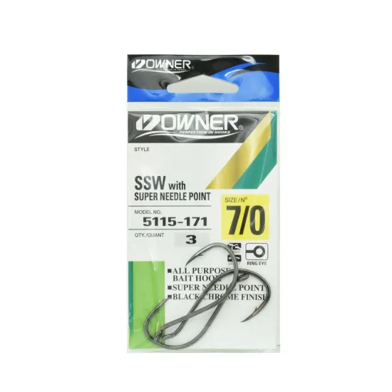 Haczyki karpiowe Owner 5115 rozmiar 7/0 - ciemnostalowy 3 sztuk