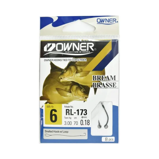 Haczyki z przyponem Owner RL173 rozmiar 6 - czarny