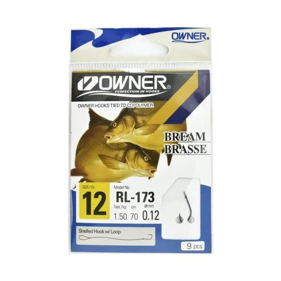 Haczyki z przyponem Owner RL173 rozmiar 12 - czarny