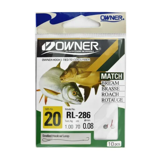 Haczyki z przyponem Owner RL286 rozmiar 20 - czerwony