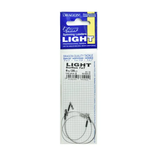 Przypon spinningowy Dragon 7x7 Surflon Light 6kg 25cm 2 sztuki