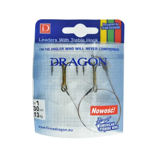 Przypon spinningowy Dragon z kotwicą rozmiar 1 30cm 13kg 2 sztuki