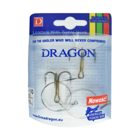 Przypon spinningowy Dragon z kotwicą rozmiar 1/0 30cm 18kg 2 sztuki