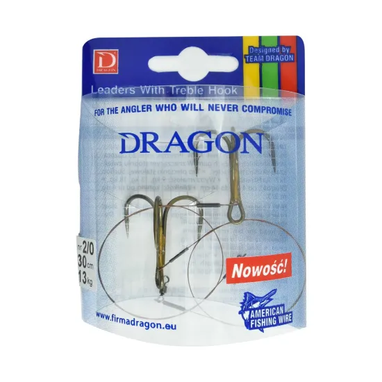 Przypon spinningowy Dragon z kotwicą rozmiar 2/0 30cm 13kg 2 sztuki