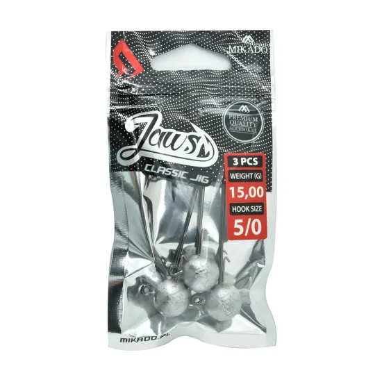 Główka jigowa spinningowa Mikado Jaws Classic rozmiar 5/0 15g 3 sztuki