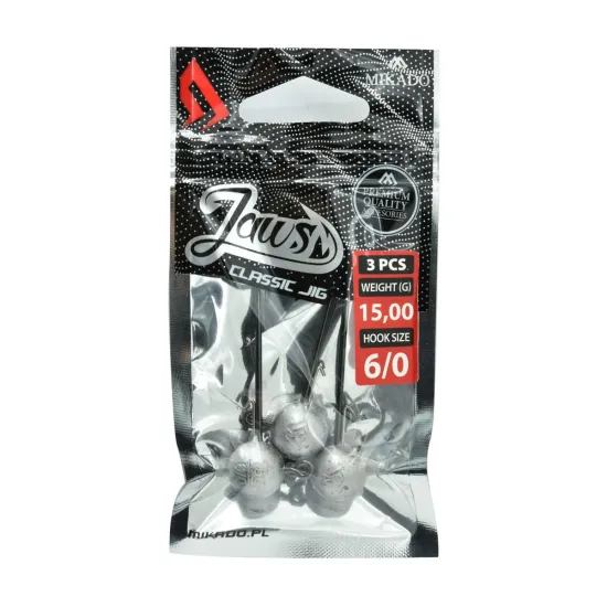 Główka jigowa spinningowa Mikado Jaws Classic rozmiar 6/0 15g 3 sztuki