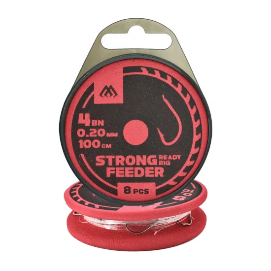 Haczyki z przyponem Mikado Feeder Strong rozmiar 4 8 sztuk