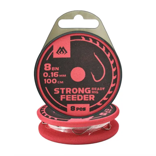 Haczyki z przyponem Mikado Feeder Strong rozmiar 8 8 sztuk