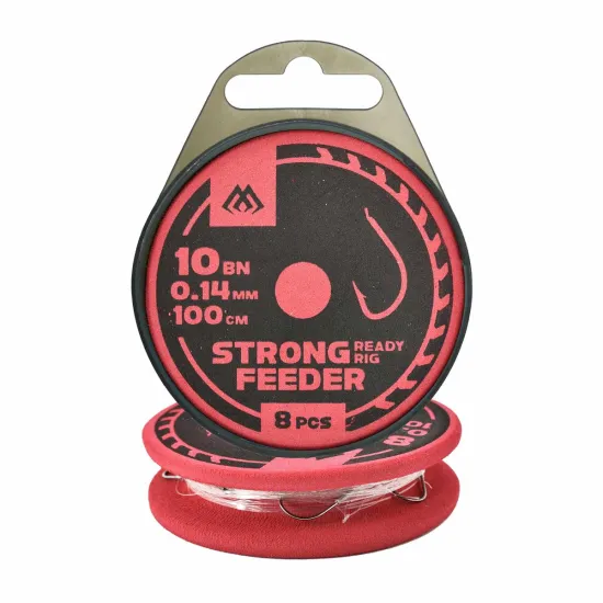 Haczyki z przyponem Mikado Feeder Strong rozmiar 10 8 sztuk
