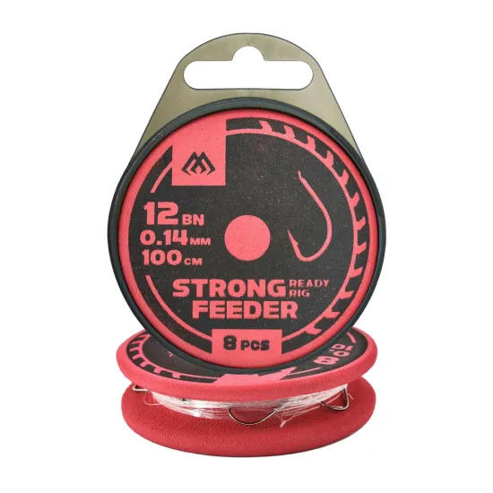 Haczyki z przyponem Mikado Feeder Strong rozmiar 12 8 sztuk