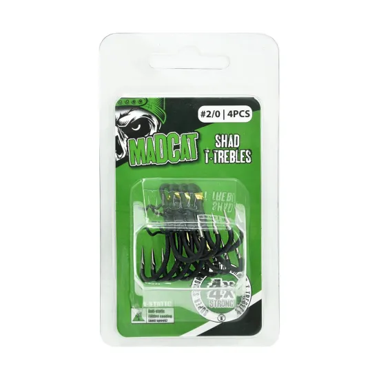Kotwice sumowe DAM MadCat A-Static Shad T-Treble 4X rozmiar 2/0 4 sztuki