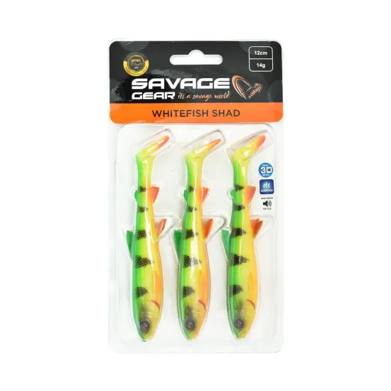 Przynęta ripper Savage Gear 3D Whitefish Shad 12cm/14g firetiger 3 sztuki