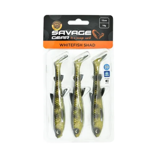 Przynęta ripper Savage Gear 3D Whitefish Shad 12cm/14g black gold 3 sztuki