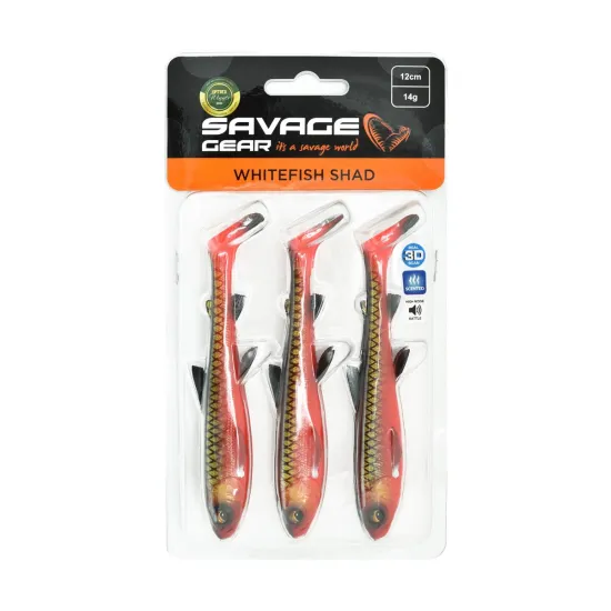 Przynęta ripper Savage Gear 3D Whitefish Shad 12cm/14g black red 3 sztuki