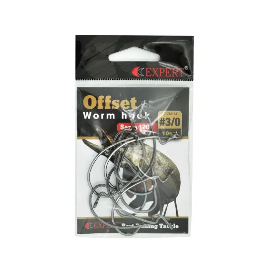 Haki spinningowe, offsetowe Expert Offset Worm 1205 nr 3/0 10 sztuk
