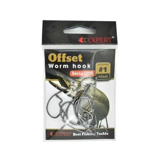 Haki spinningowe, offsetowe Expert Offset Worm 1205 nr 1 10 sztuk
