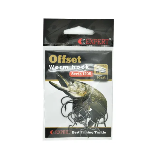 Haki spinningowe, offsetowe Expert Offset Worm 1205 nr 6 10 sztuk
