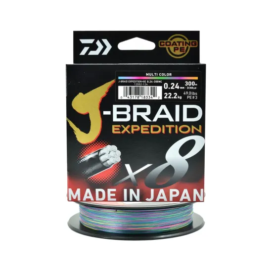 Plecionka spinningowa Daiwa J-Braid Expedition X8E 0.24mm 300m kolor multi
