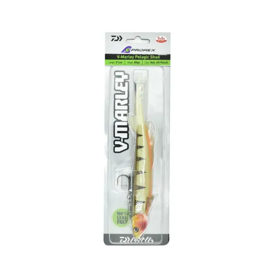 Przynęta miękka uzbrojona Daiwa Prorex V-Marley Pelagic Shad 21cm 80g natural UV perch