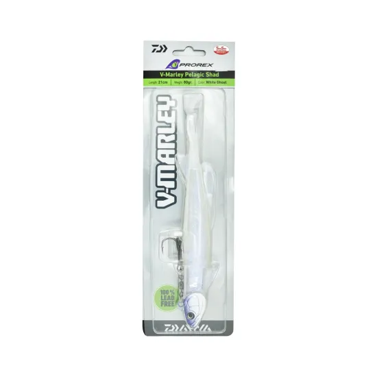 Przynęta miękka uzbrojona Daiwa Prorex V-Marley Pelagic Shad 21cm 80g white ghost