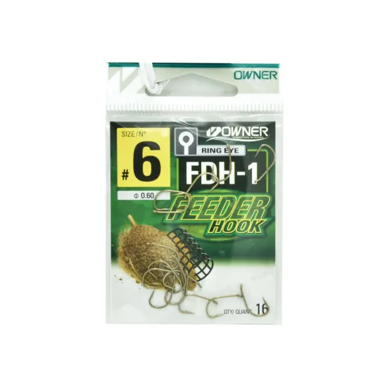 Haczyki z zadziorem Owner Feeder FDH-1 rozmiar 6 - brązowe 16 sztuk