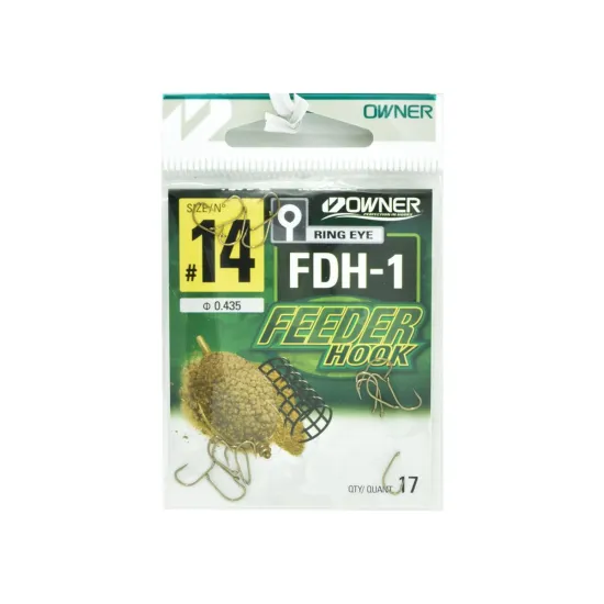 Haczyki z zadziorem Owner Feeder FDH-1 rozmiar 14 - brązowe 17 sztuk