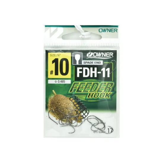 Haczyki z zadziorem Owner Feeder FDH-11 rozmiar 10 - czarne 17 sztuk