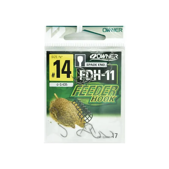 Haczyki z zadziorem Owner Feeder FDH-11 rozmiar 14 - czarne 17 sztuk