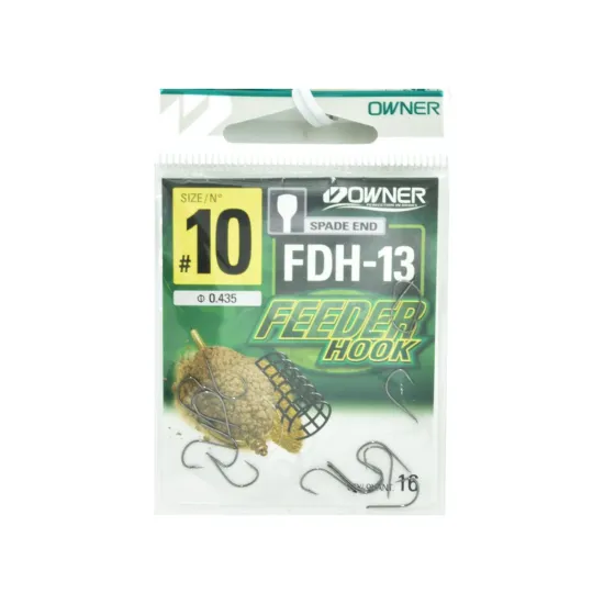 Haczyki z zadziorem Owner Feeder FDH-13 rozmiar 10 - czarne 16 sztuk