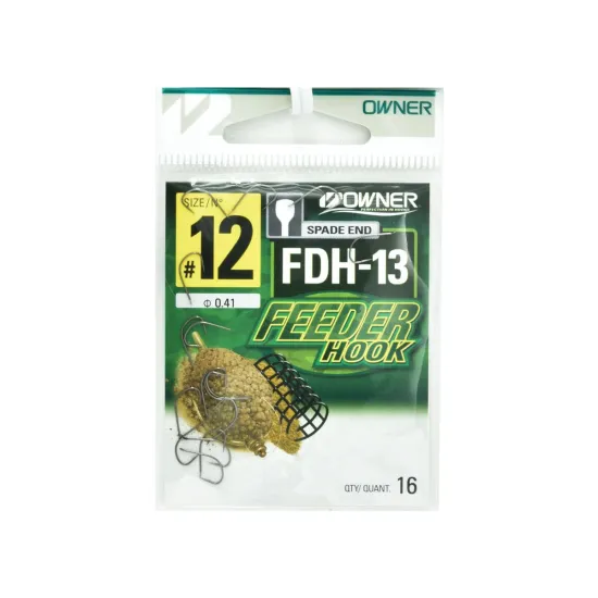 Haczyki z zadziorem Owner Feeder FDH-13 rozmiar 12 - czarne 16 sztuk
