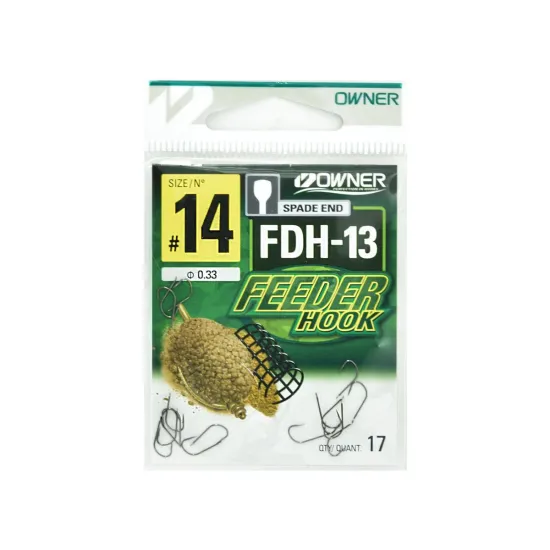 Haczyki z zadziorem Owner Feeder FDH-13 rozmiar 14 - czarne 17 sztuk