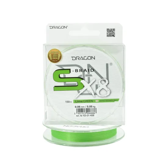 Plecionka spinningowa Dragon S-Braid X8 0.06mm 150m lime green