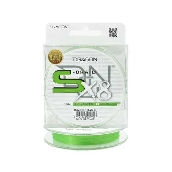 Plecionka spinningowa Dragon S-Braid X8 0.12mm 150m lime green