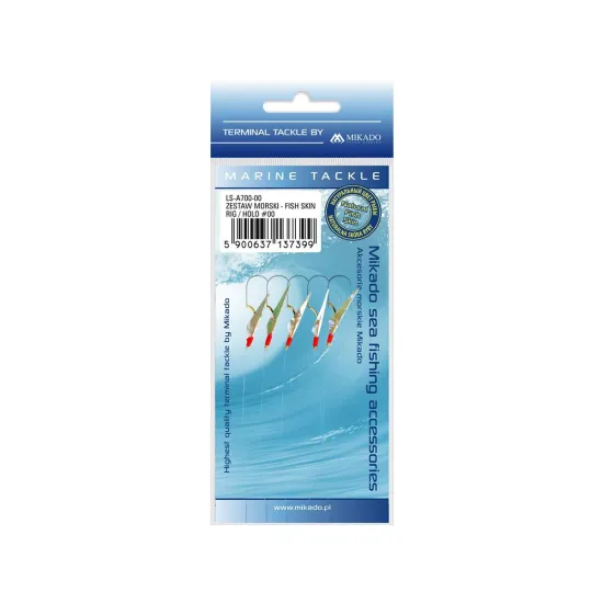Zestaw morski, śledziowy Mikado Fish Skin Rig rozmiar 8 5 sztuk